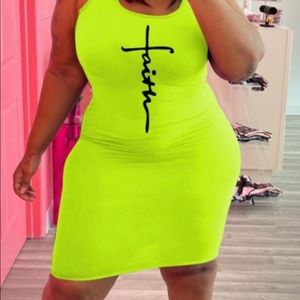 New!! Faith tank dress for curvy women! In neon green and black